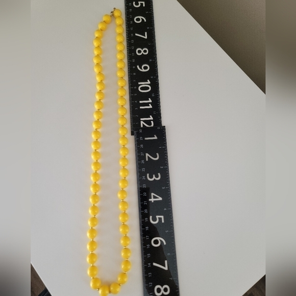 Vintage Yellow Necklace Ball Beads Necklace #585 - Picture 6 of 9